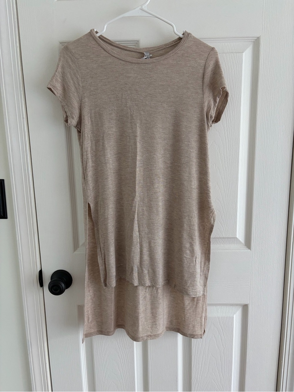 J.O & Co Beige Crewneck High/Low Tee